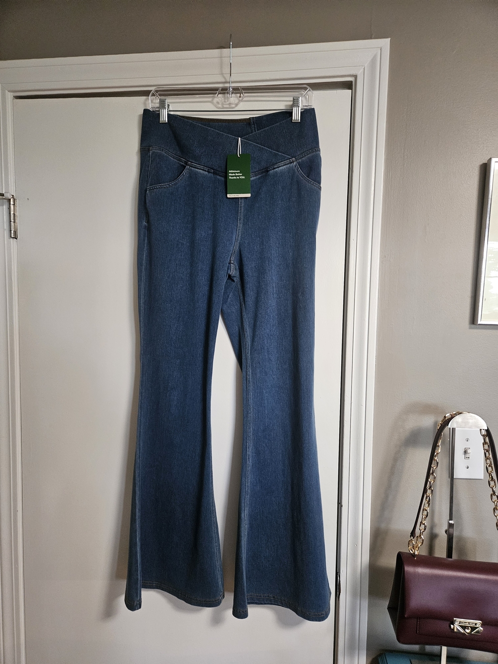 HALARA Flared Wide-Leg Jeans in Blue Denim